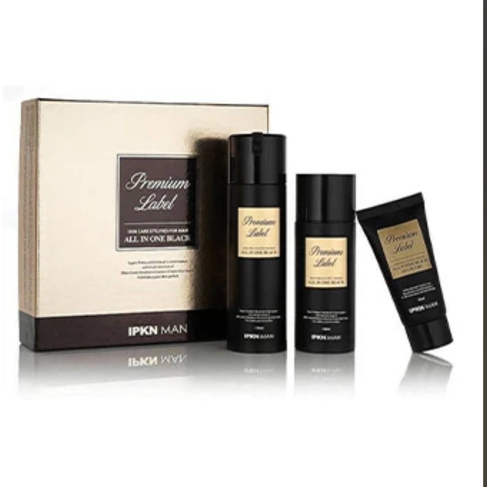 New IPKN Man Premium Label All In One Black Korean skincare set gift box